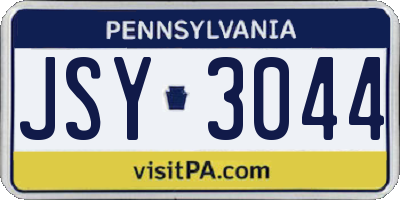PA license plate JSY3044