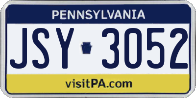 PA license plate JSY3052