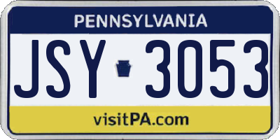 PA license plate JSY3053
