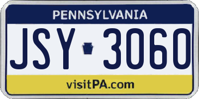 PA license plate JSY3060