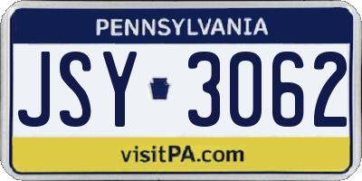 PA license plate JSY3062