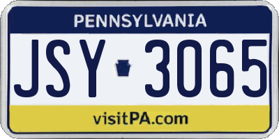 PA license plate JSY3065