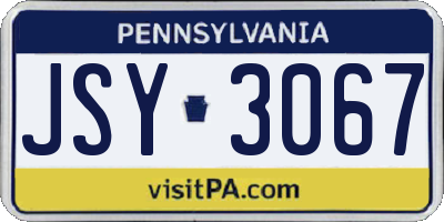 PA license plate JSY3067