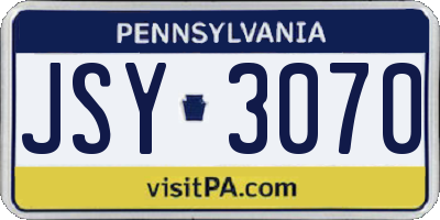 PA license plate JSY3070