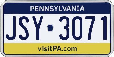 PA license plate JSY3071