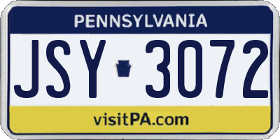 PA license plate JSY3072