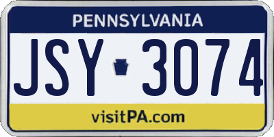 PA license plate JSY3074