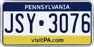 PA license plate JSY3076
