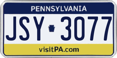 PA license plate JSY3077