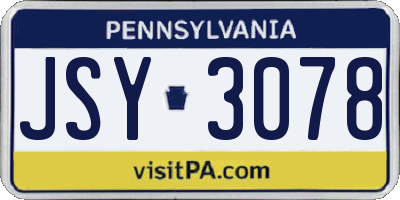 PA license plate JSY3078