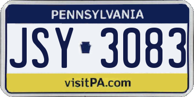 PA license plate JSY3083