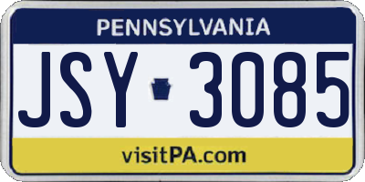 PA license plate JSY3085