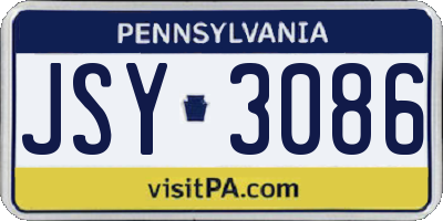 PA license plate JSY3086