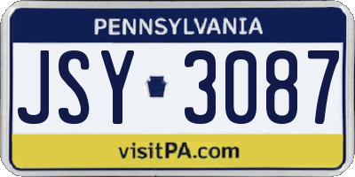 PA license plate JSY3087