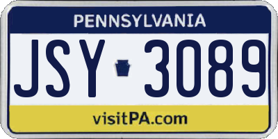 PA license plate JSY3089