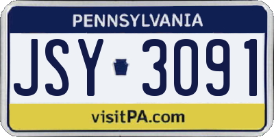 PA license plate JSY3091