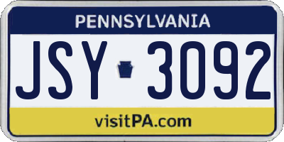 PA license plate JSY3092