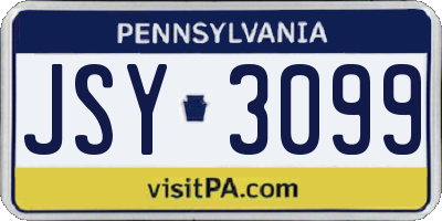 PA license plate JSY3099