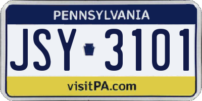 PA license plate JSY3101