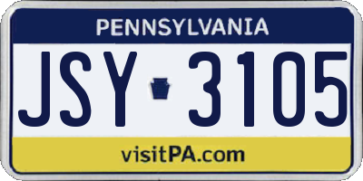 PA license plate JSY3105