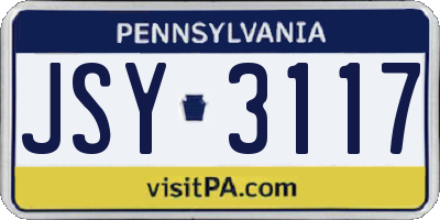 PA license plate JSY3117