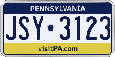 PA license plate JSY3123
