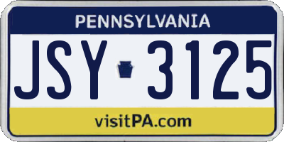 PA license plate JSY3125