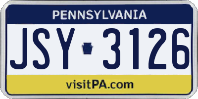 PA license plate JSY3126
