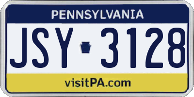 PA license plate JSY3128