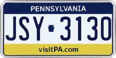 PA license plate JSY3130