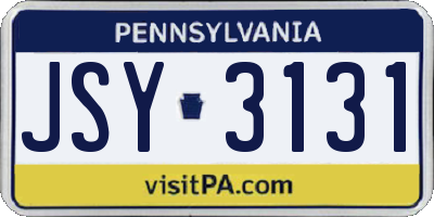 PA license plate JSY3131