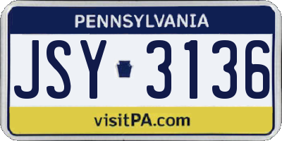 PA license plate JSY3136