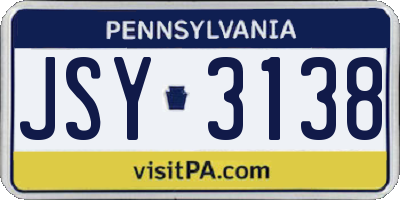 PA license plate JSY3138