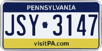 PA license plate JSY3147