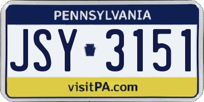 PA license plate JSY3151
