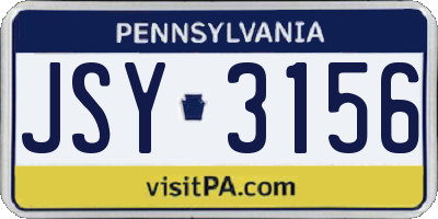 PA license plate JSY3156