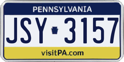 PA license plate JSY3157