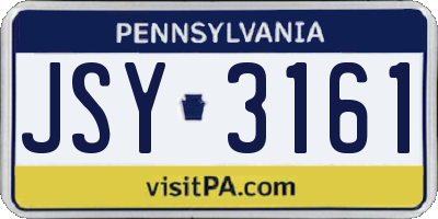 PA license plate JSY3161