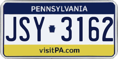 PA license plate JSY3162