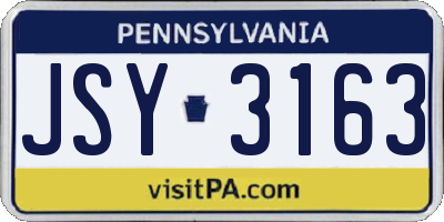 PA license plate JSY3163