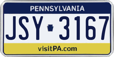 PA license plate JSY3167