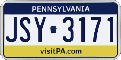 PA license plate JSY3171