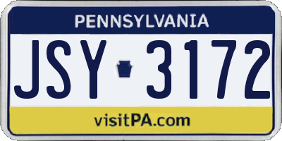 PA license plate JSY3172