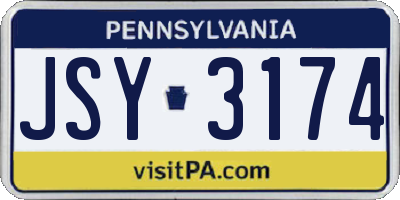 PA license plate JSY3174