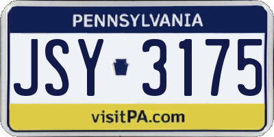 PA license plate JSY3175