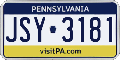 PA license plate JSY3181