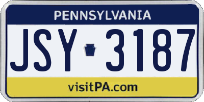 PA license plate JSY3187