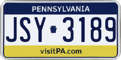 PA license plate JSY3189