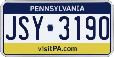 PA license plate JSY3190