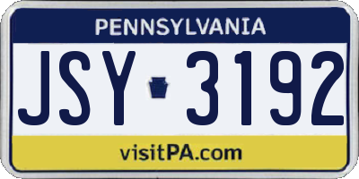 PA license plate JSY3192